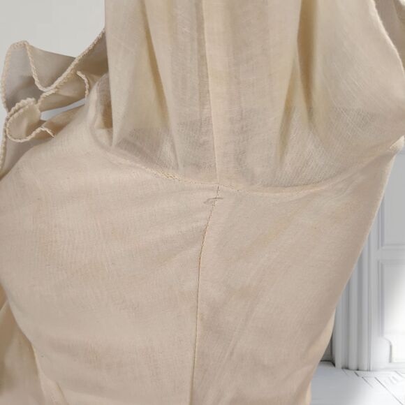 Vintage 70s Ruffle Neck Maxi Dress Size 4 Cream Eyelet Voile Bell Sleeve - Picture 13 of 16